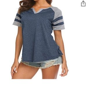 Women's  V Neck  Sleeve Shirts Casual Tshirts Top